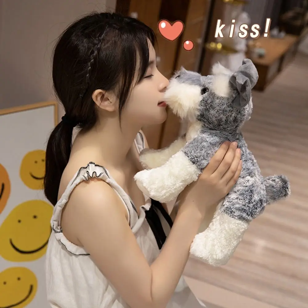 Simulation Schnauzer Dog Plush 22/30/40CM Stuffed Animal Dog Plush Toys Home Decor Kawaii Stuffed Puppy Doll Photo Props