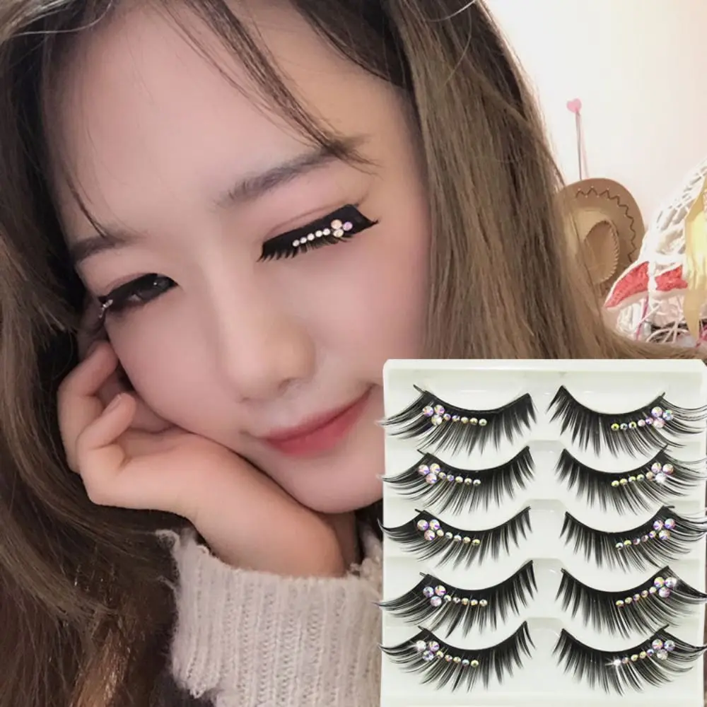 fiber Shiny Spiky Glitter Eye Extension Fuffy Lashes Diamond Manga Lashes Thick Long Eye Lashes Cat Eye False Eyelashes