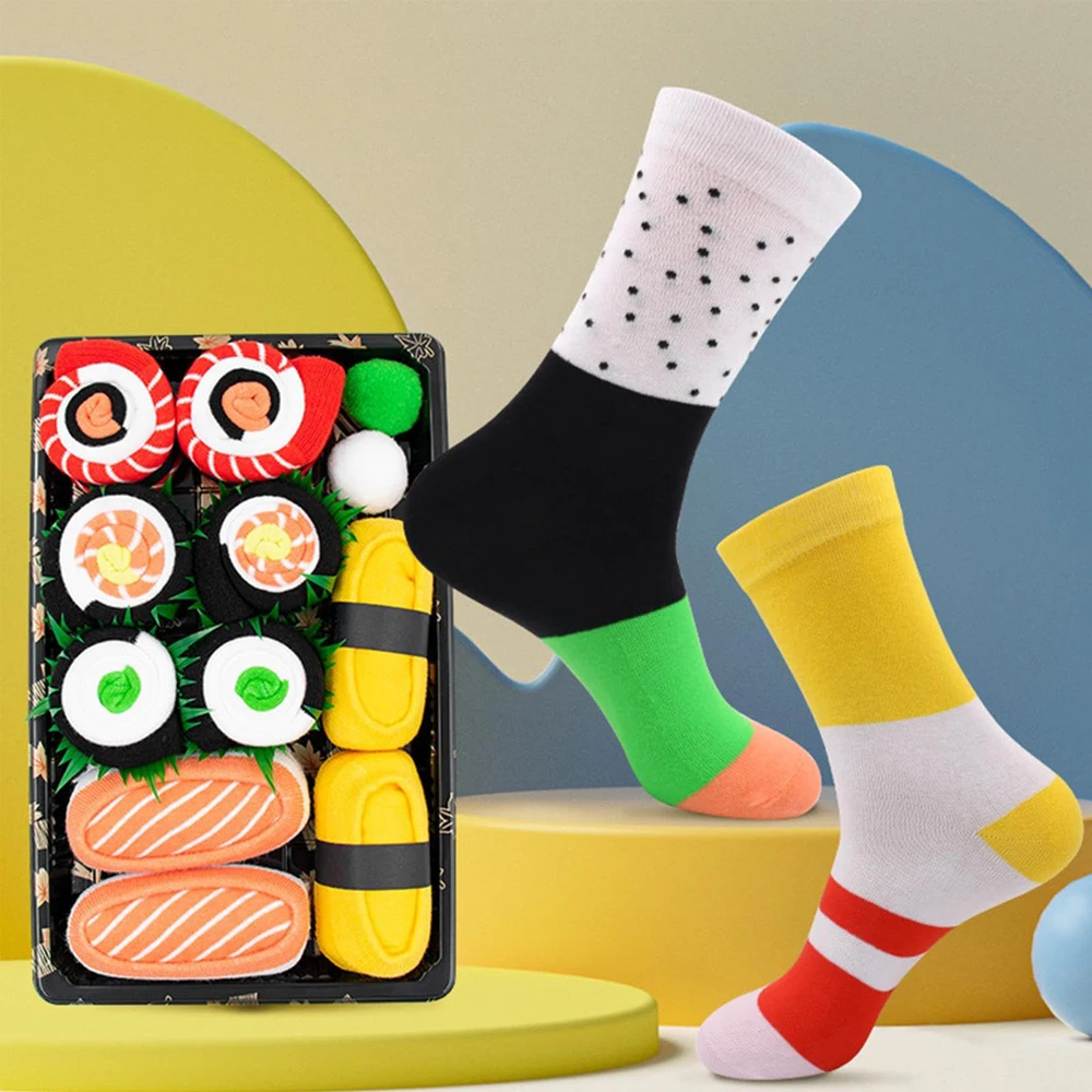 Fashion Unique Interesting Sushi Socks Personalized Tie Socks Women Men Creative Gift Box Christmas Valentine's Day Gift