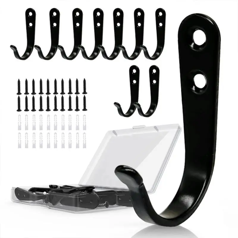 5/10Pcs Heavy-Duty Iron Coat Hooks With Screws,Anti-Rust Wall Mounted For Home Office Industrial