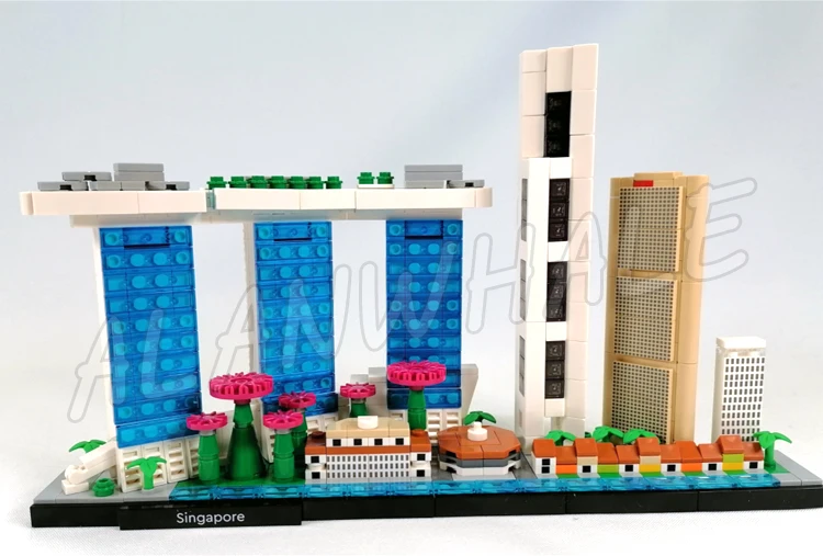 829pcs Architecture Skyline Singapore Marina Bay Sands Lau Pa Sat Fullerton Hotel 20057 Building Block toy Compatible With Model