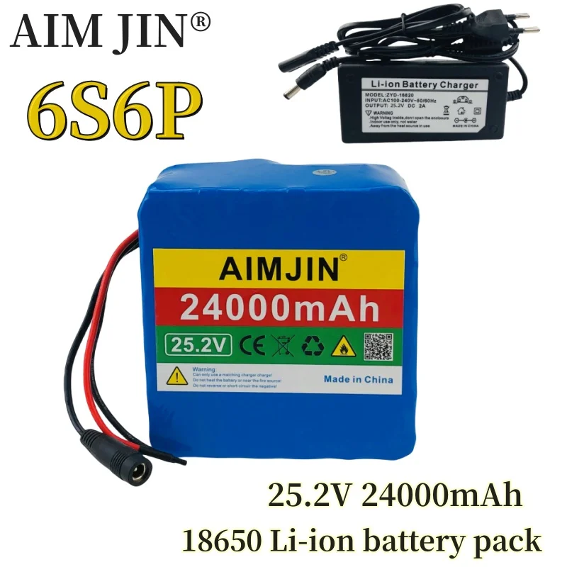 New 24V 24000mAh Lithium Battery 6S6P 25.2V Original Rechargeable Battery Packs For various electronic devices and transportatio