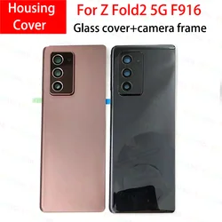 New For Samsung Galaxy Z Fold2 5G Z Fold 2 F916 F916B F916U Back Rear Lid Glass Battery Cover Housing Replacement + Camera Lens