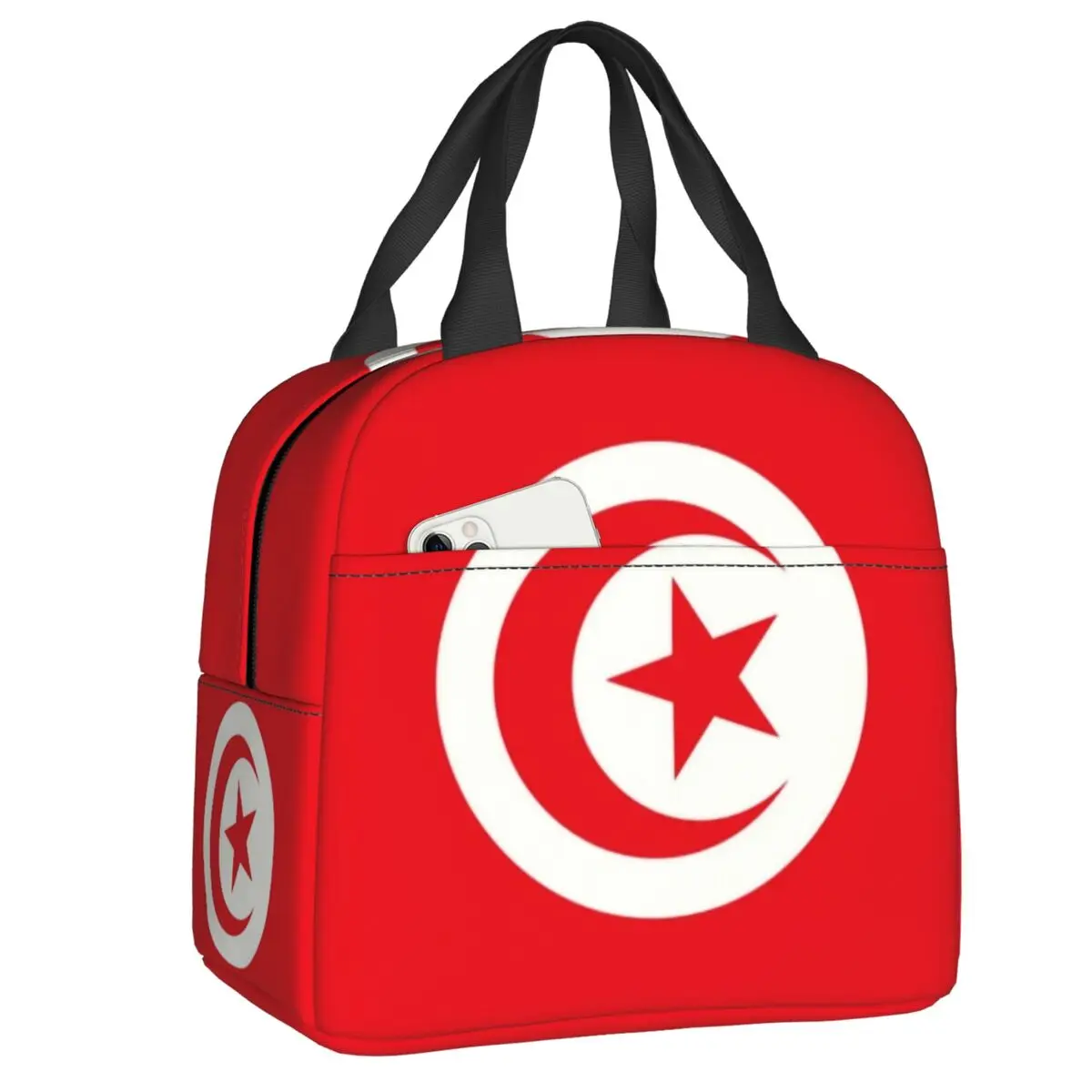 Custom Tunisia Flag Portable Lunch Box for Women Leakproof Cooler Thermal Food Insulated Lunch Bag School Children Student
