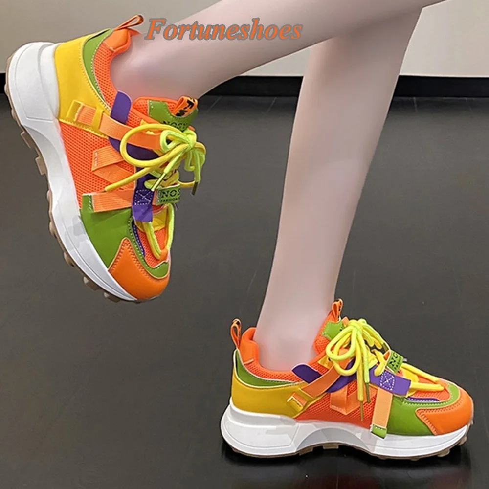 

Popular Round Toe Sports Shoes Cross Tied Patchwork Women Mixed Color Boots 2025 New Arrivals Fashion Casual Autumn/spring Shoes