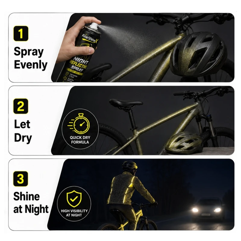 Reflective Sprayer Paint Coating for Adding Selected Markings to Bikes and Gear H8WE