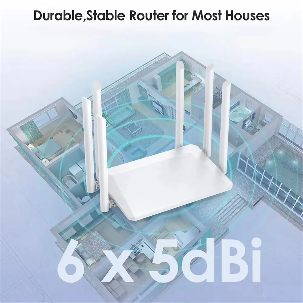 Super Sale 1200M Wireless Router External Antenna Modem Router Wide Coverage WiFi Repeater 5GHz Home Office Signal Router EU-PLU