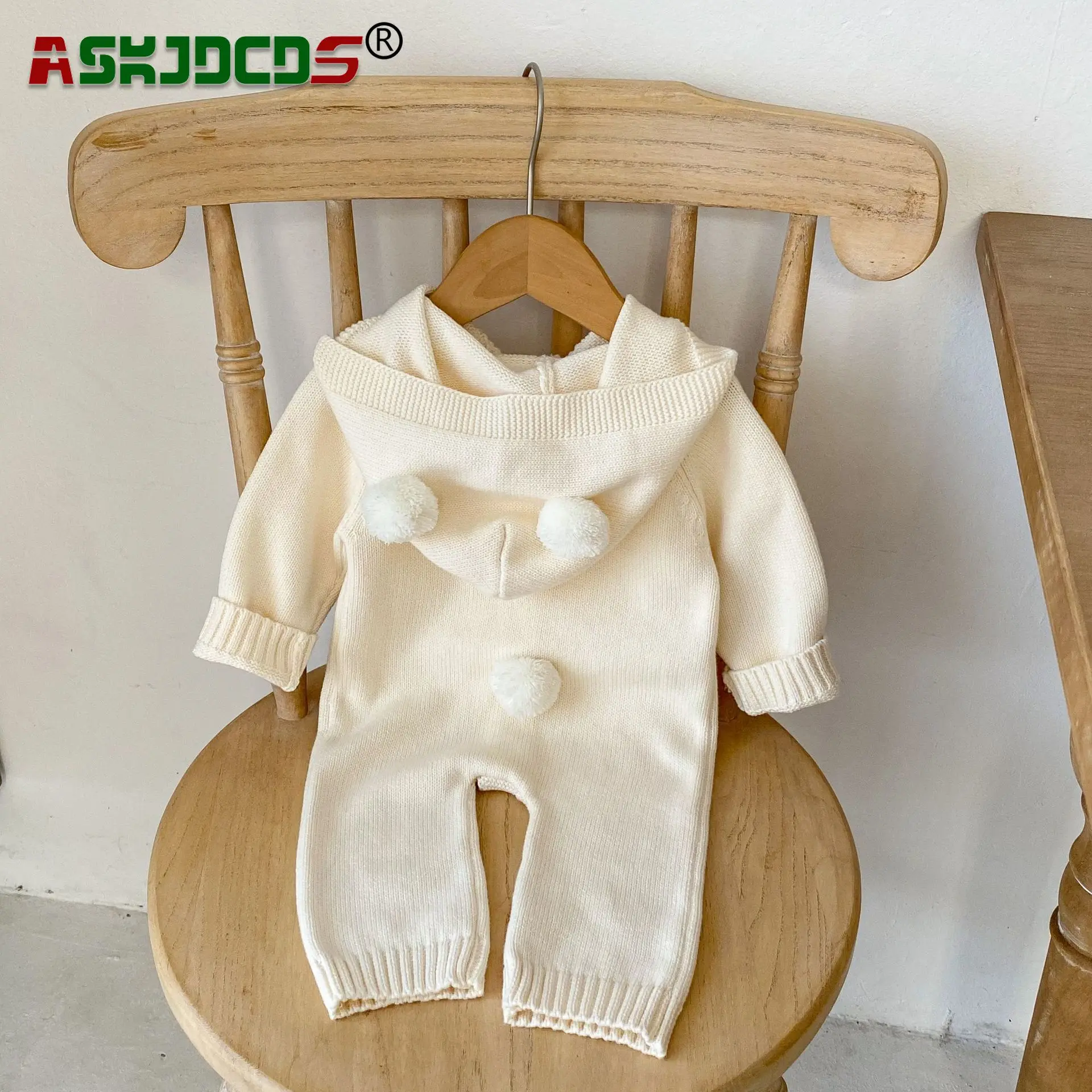 

Autumn Newborn Baby Boys Girls Full Sleeve Hooded Knitted Cotton Jumpsuit Romper Single-breasted Infant Kids One-piece Clothing