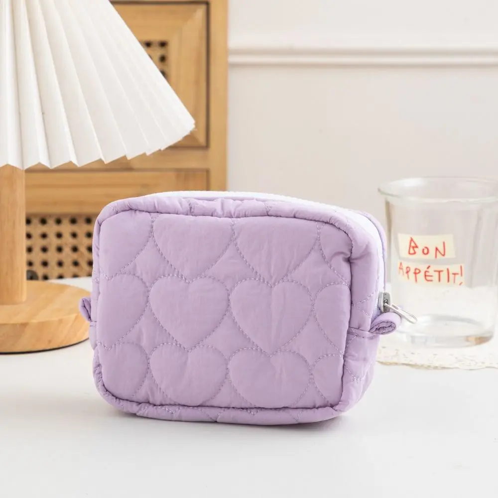 New Fashion Mini Cosmetic Pouch Cute Student Women Clutch Handbags Candy Color Love Heart Design Big Toiletry Bag