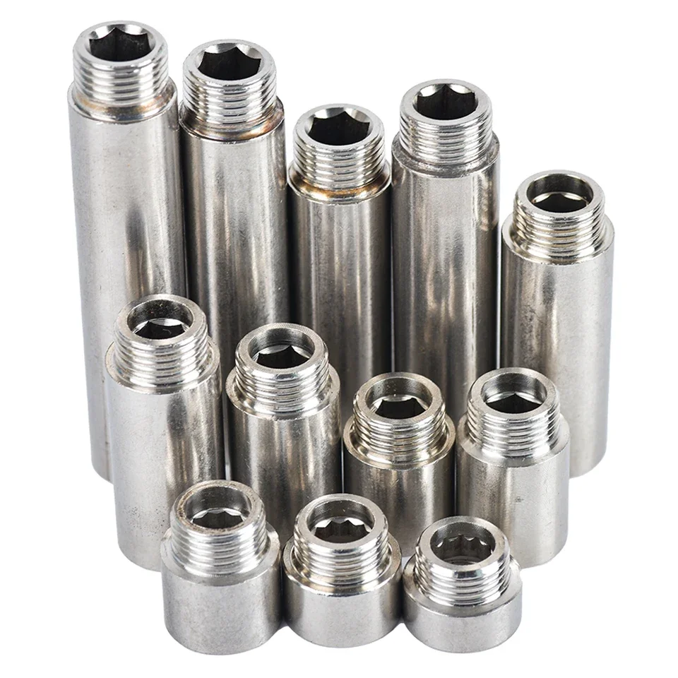 Stainless Steel BSP 1/2 Inch Male to Female Thread Extension Connector for Garden Water Systems – Silver Finish – 10 mm to 100 m
