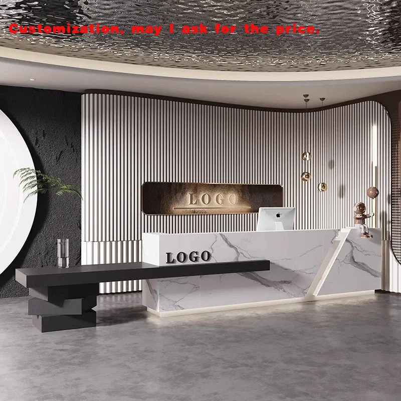 custom.Hotel Company Clubhouse Office Front Desk Reception Desk Clothing Store Beauty Salon Bar Cashier Paint Counter Customizat
