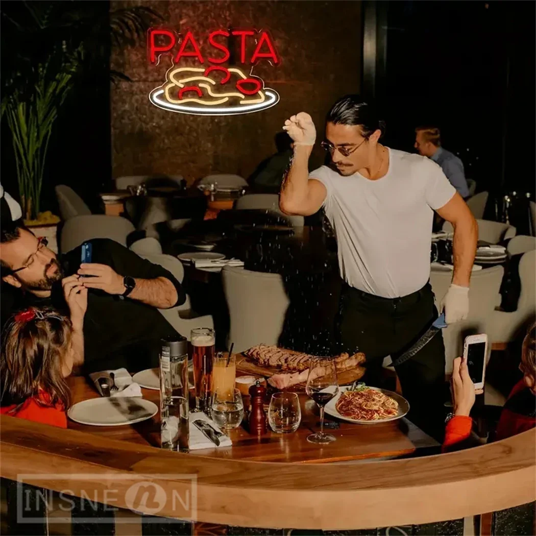 Lampu Neon Pasta dekorasi dinding tanda Neon untuk kamar tidur Italia Pasta restoran mie Led tanda bisnis dengan 5V hadiah adaptor daya