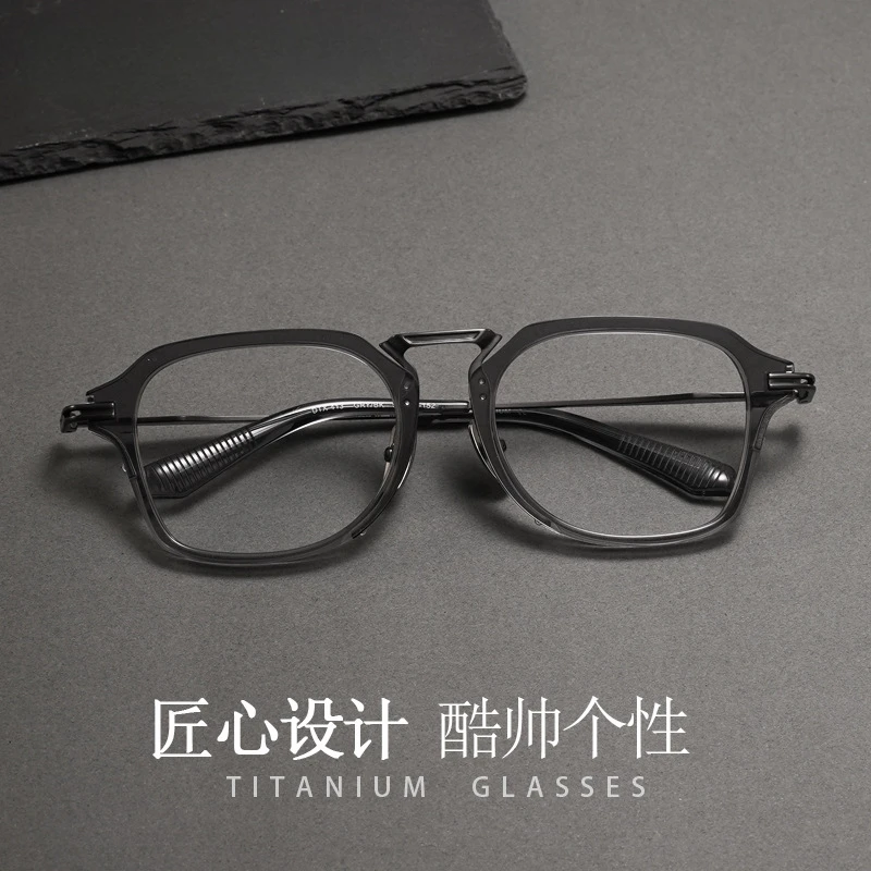 일본 수제 접시 Hawksbill Plain GlassesDTX413Retro Square Myopia 안경 프레임 광학 티타늄 안경 림