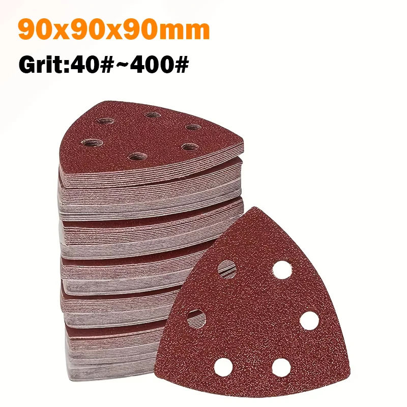 5-50 Pcs Triangle Sanding Pads - 6 Holes 40/60/80/100/120~400Grits for Delta Sanders/Multi-Sanders - Perfect for Your Toolbox!