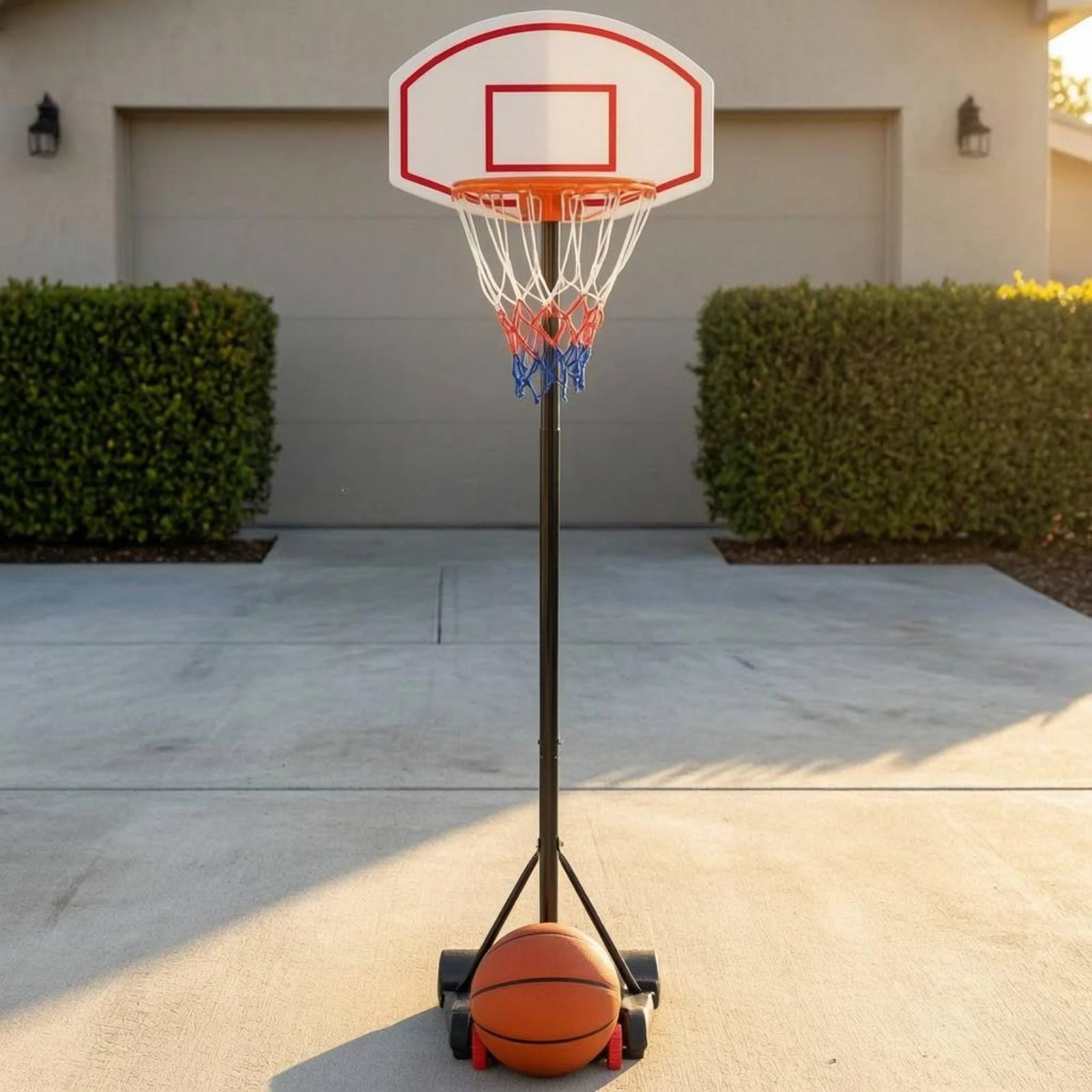 Height Adjustable Hoop Indoor Outdoor Use Adjustable Basketball Hoop Sports Equipment Wheels Easy Assembly for Driveway, Garage