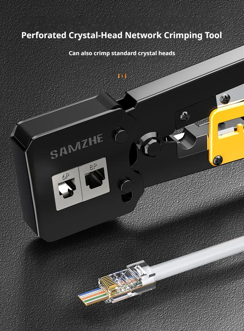 SAMZHE RJ45 Crimpzange Netzwerkwerkzeug RJ12 Cat5 Cat6 8P8C Kabelabisolierzange Presszange Multifunktions-Clip – Detail 3