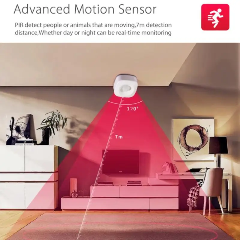 Tuya-PIR Sensor de Movimento, Detector Infravermelho Sem Fio, Segurança Anti-roubo, Smart Life APP, Via Alexa, Google Home, IFTTT