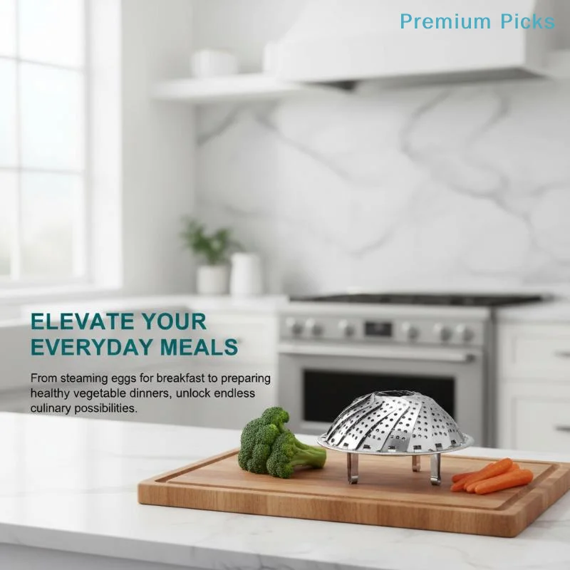 portableStainless Steel Vegetable Steamer Basket for Cooking Healthy and Nutritious Meals Space-saving Design