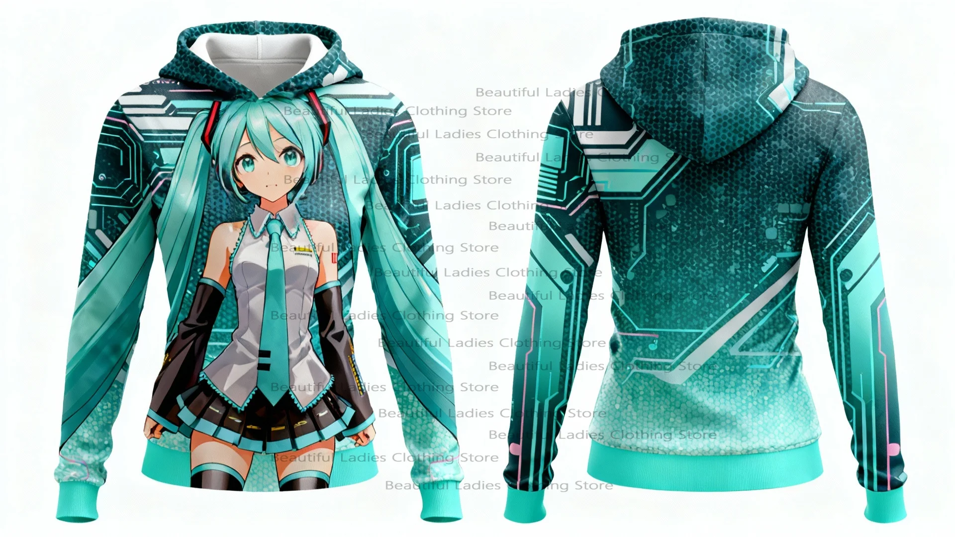 Outono feminino casual moda hoodie com hatsune miku impressão dos desenhos animados estilo streetwear lounge wear na moda anime moletom