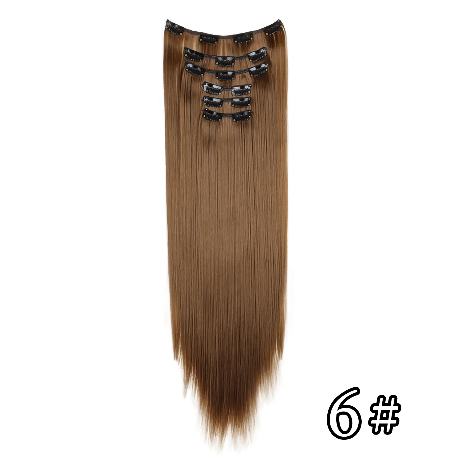 24 Zoll 16 Clips in Haarverlängerungen Lange glatte Frisur Synthetische blonde schwarze Haarteile Hitzebeständiges Kunsthaar Täglicher Gebrauch – Detail 31