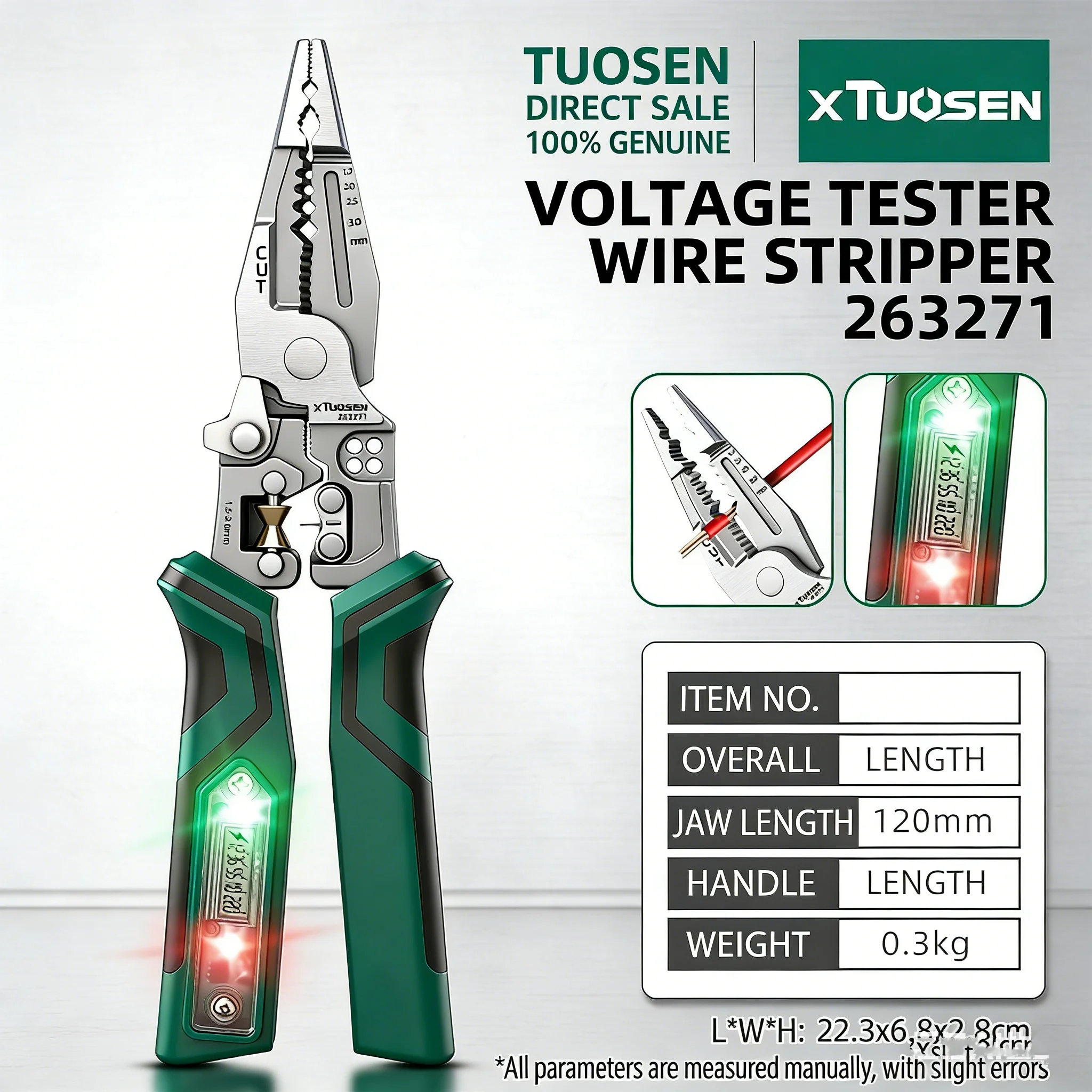 TUOSEN Electrician Multi-Tool Set Wire Stripper Pliers with Voltage Tester for Wrapping Winding and Crimping