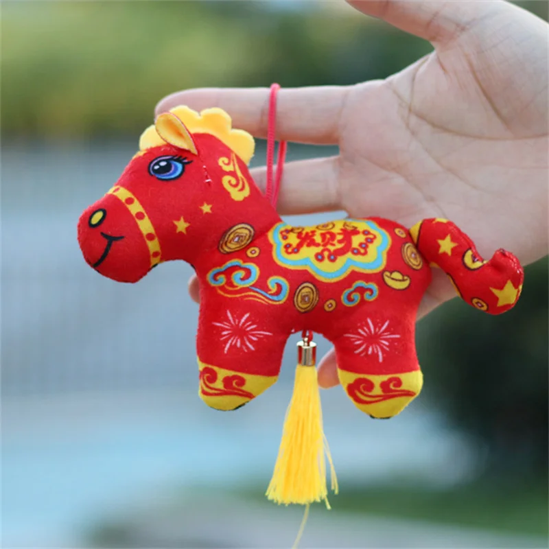 

2026 Year of the Horse Fortune Mascot Pendant Plush Toy 8cm Horse Bag Keychain Soft Pony Doll Mascot Charm for 2026