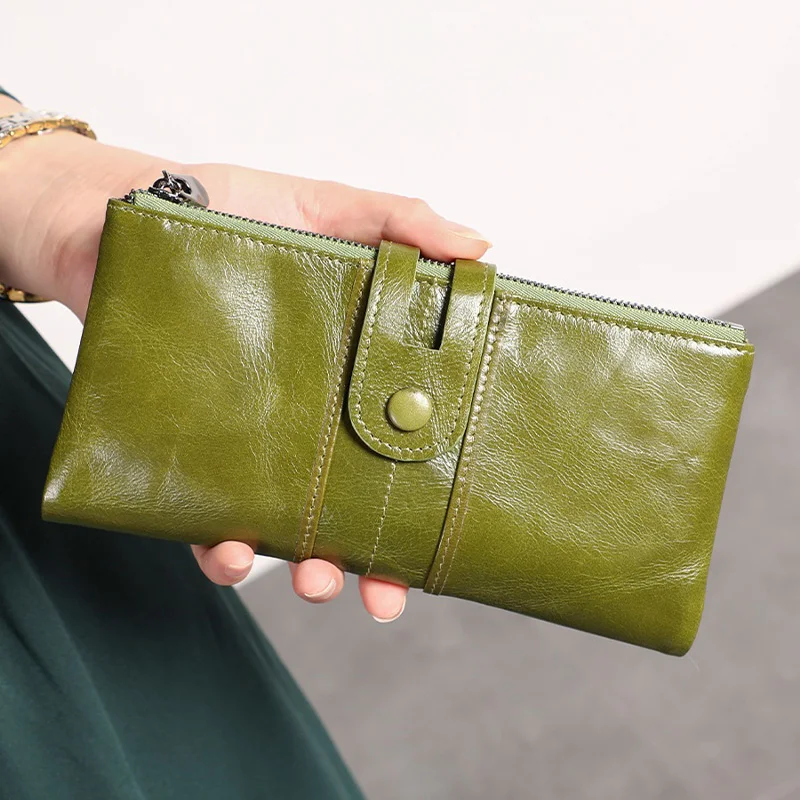 Women Genuine Leather Wallets Fashion Long Leather Top Quality Card Holder Classic Female Purse Zipper Brand Wallet For Women