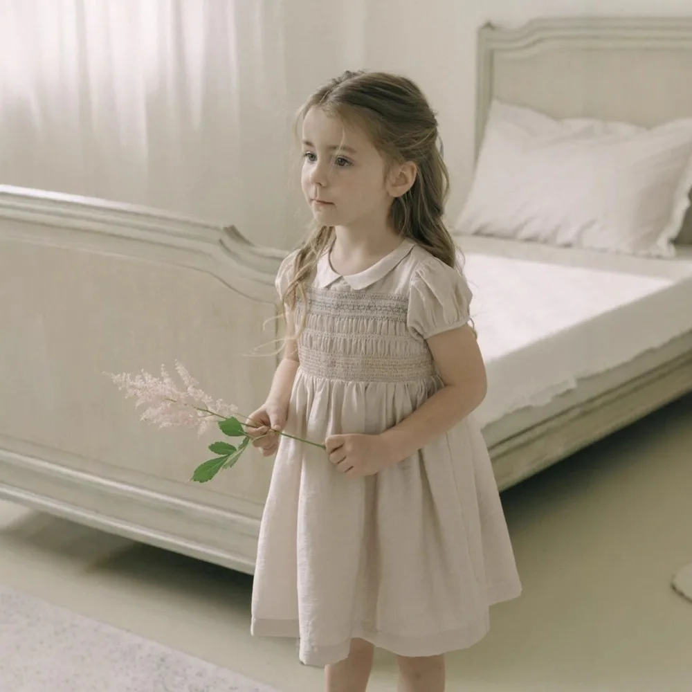 

Summer Baby1-12Y Girls Lustrous Short Sleeve Dress, Korean Style Casual Princess Wear for 90-140cm