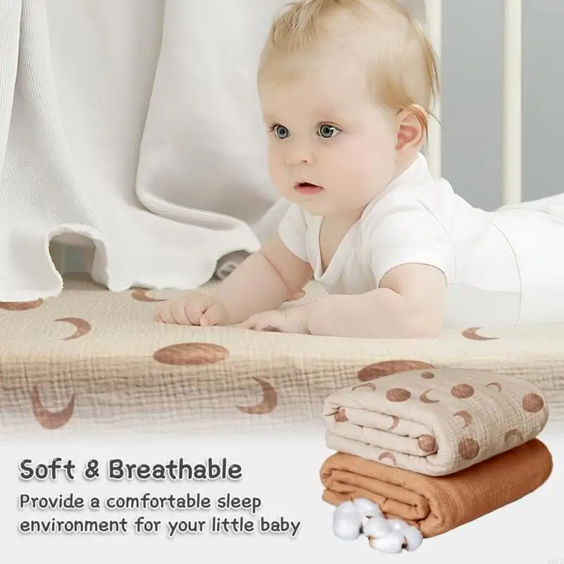 

Set of 2Pcs Comfortable Crib Fitteds Sheet for Infants Bed Cover Double Layers