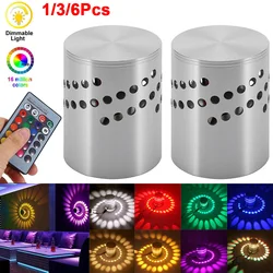 1/3/6Pcs RGB LED Wall Light Dimmable Remote Control Ceiling Light Spiral Hole Downlight For Hall KTV Bar Decor Surface Mounted