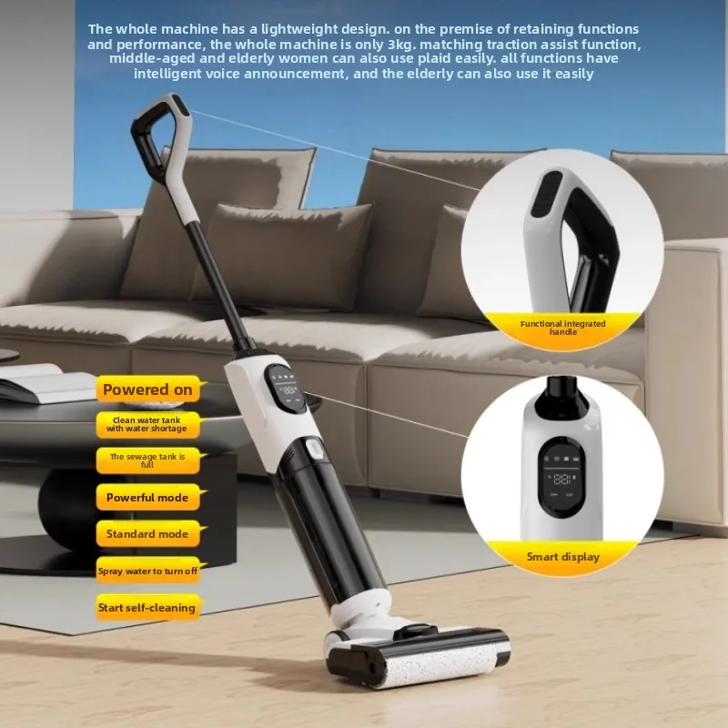 Wireless Floor Cleaner 3 in 1 Vacuum Mop Sweeper for Home with Anti Hair Tangling and Sterilization