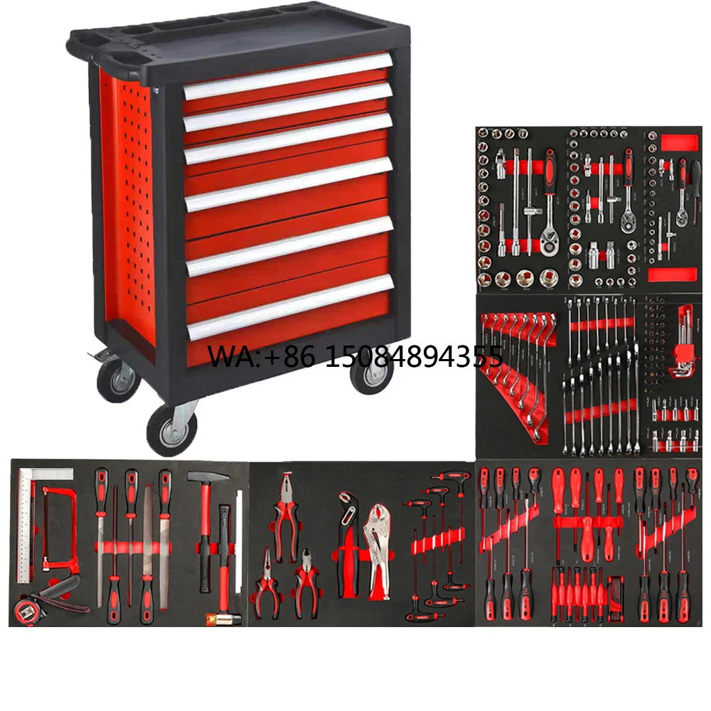

CE Certified6-Drawer Professional Tool Cabinet Customizable OEM Garage Storage 201 Pcs Mechanical Tool with Drawers Herramientas
