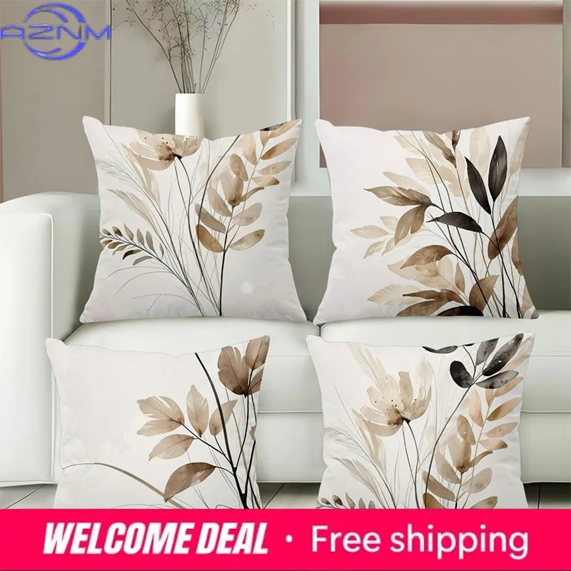 Floral Leaf Patterned Cushions For Modern Home Decor Polyester pillowcase, sofa decorative cushion cov Headboard Pillow