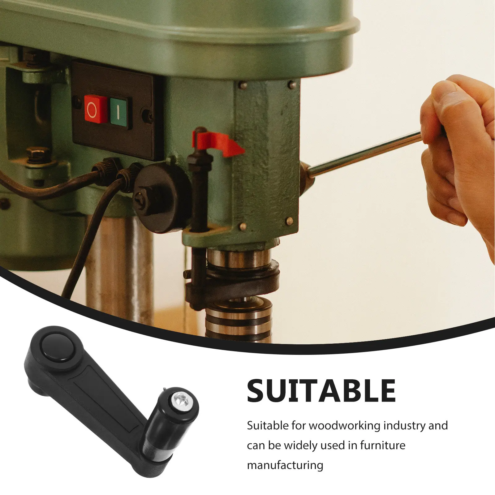 Revolving Handle For Drill Press Crank Handle Woodworking Black Nylon Machine Tool Round Hole Ergonomic Grip Damper