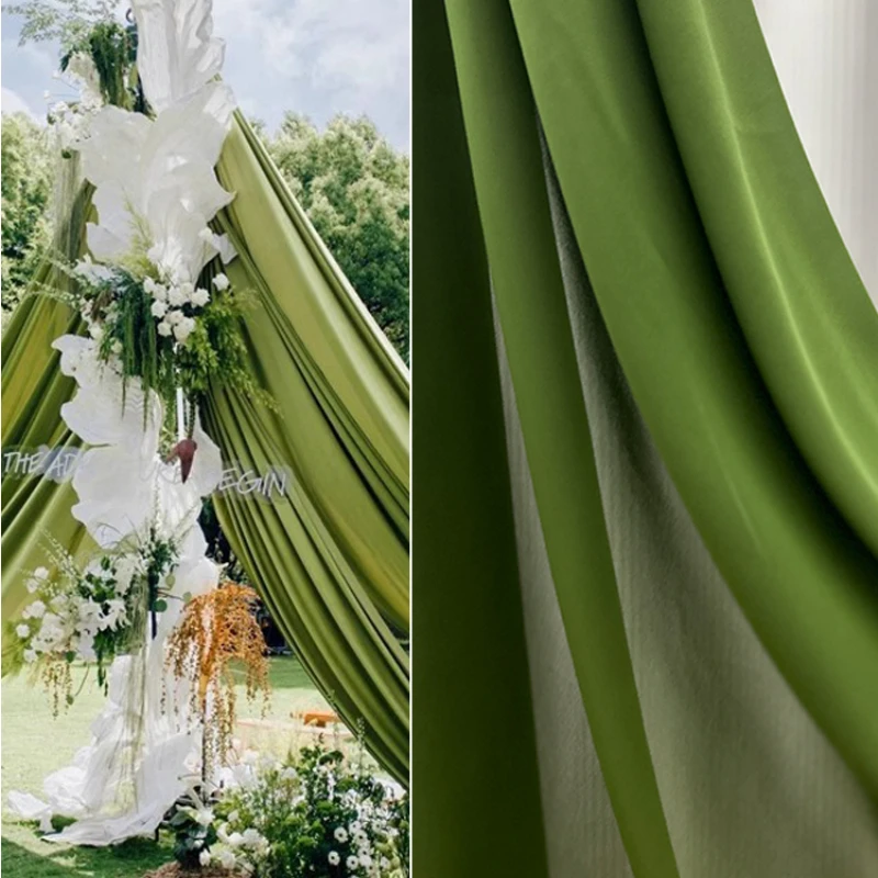 Chiffon Fabric Avocado Green Solid Color Wedding Veil Outdoor Venue Decoration for Clothing Diy Sewing By The Meter Wholesale