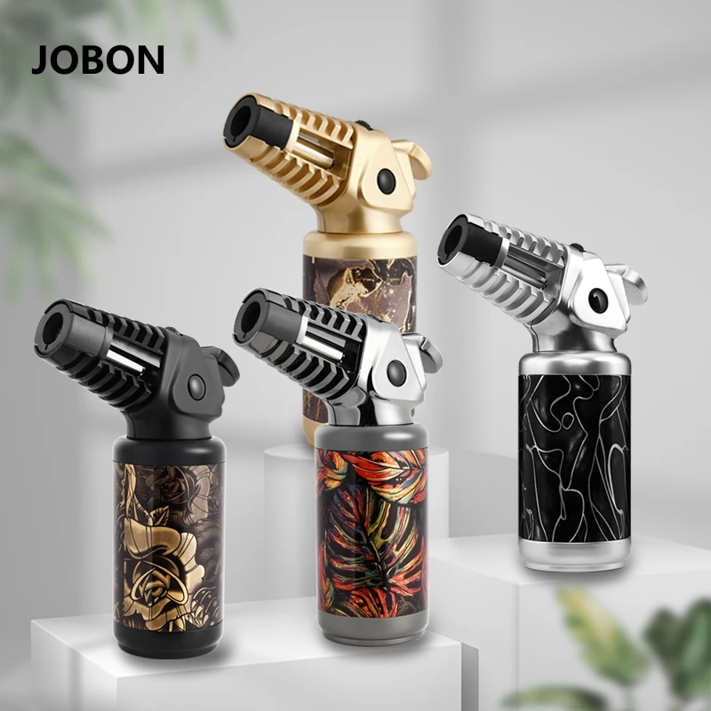 JOBON Blue Flame Powerful Firepower Turbine Jet Butane Gas Lighter Outdoor Windproof Cigar Lighter Welding Gun Gift Box