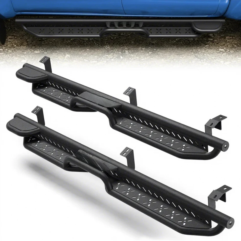 Black Two Stairs Side Steps For Tacoma 4 Doors Crew Cab 2005-2023