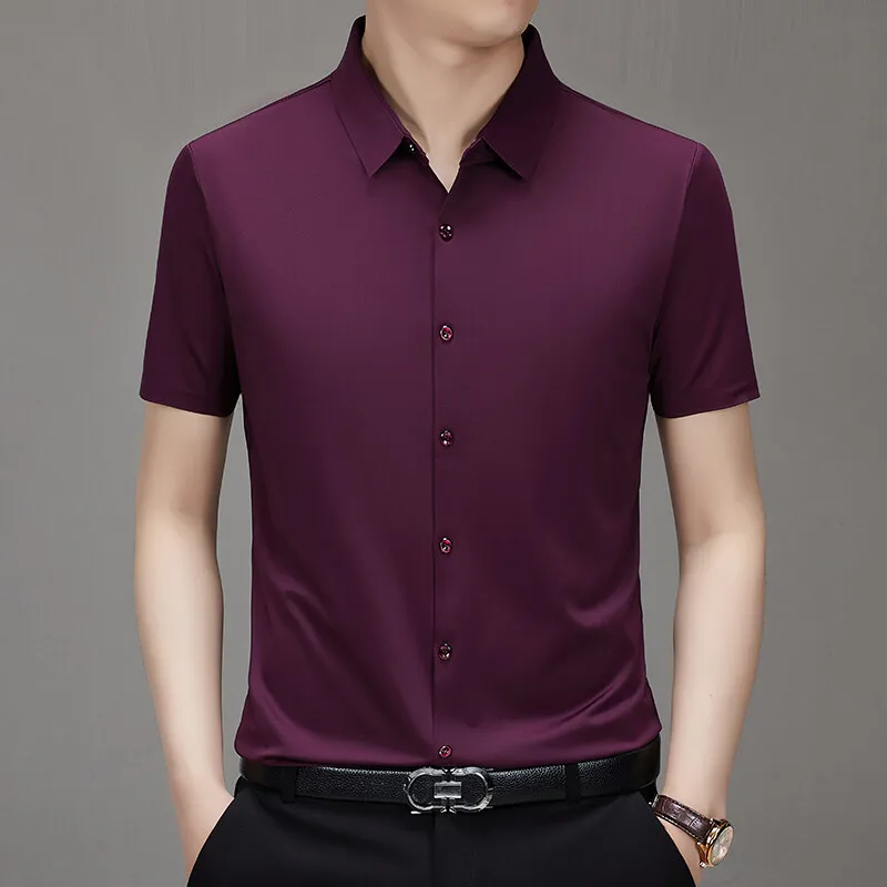 

Mens Stretch Dress Shirt Wrinkle Free Short Sleeve Formal Shirts Summer Business Work ShirtBreathable Comfortable Office Shirts