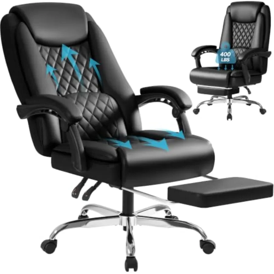 Executive Home Office Chair with Lumbar Support, 400 lbs Capacity, Adjustable Ergonomic High Back Reclining Managerial Chair fo