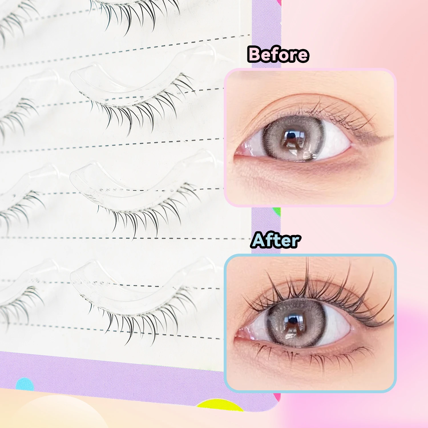 5 Pairs of Transparent False Eyelashes with Natural Flame Effect Under the Lower Lashes are Suitable for Beginners
