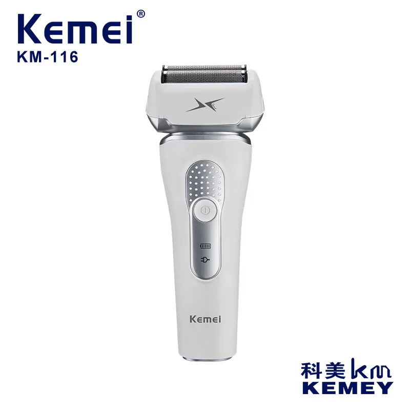 

Kemei KM-116 Classic Design Waterproof Smooth Fast Chargeable Shaver Double Blade Reciprocating Floating Shaver For Men