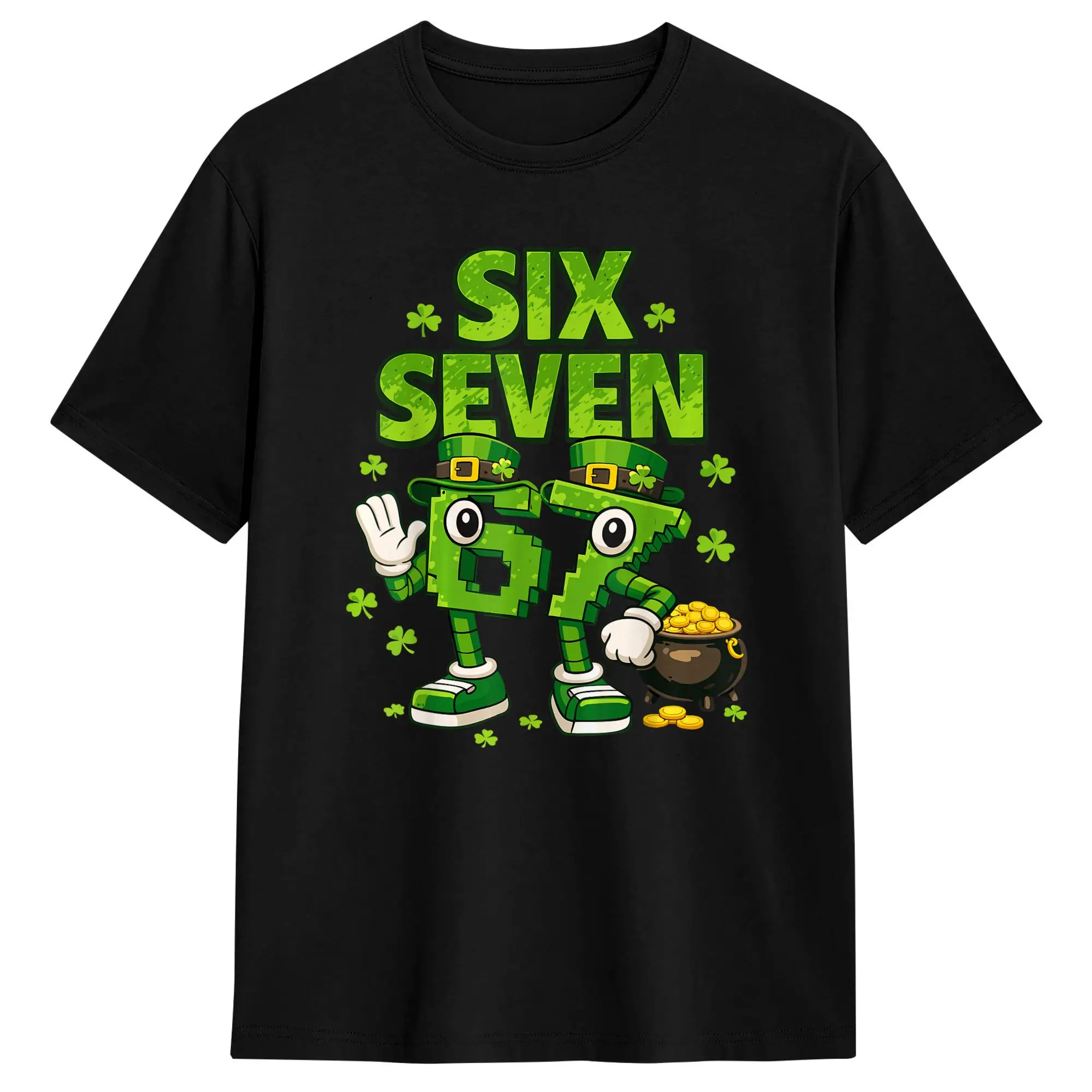 Funny Meme 6-7 Shamrock Six Seven 6 7 St Patricks Day 67 T Shirt Summer Fashion T-Shirts Adult Cotton O Neck Oversize Clothing