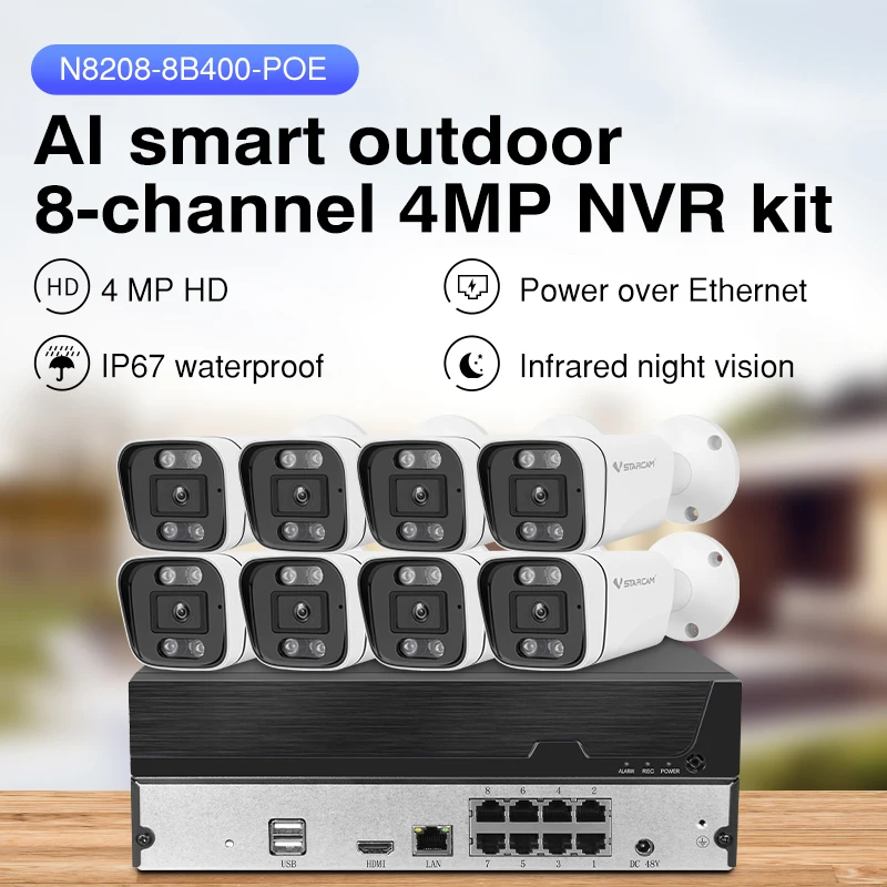 5MP HD Switch Free Remote Pickup infrared Night Vision 8 Channel CCTV Security Camera System POE Way Audio IP Camera NVR Kit