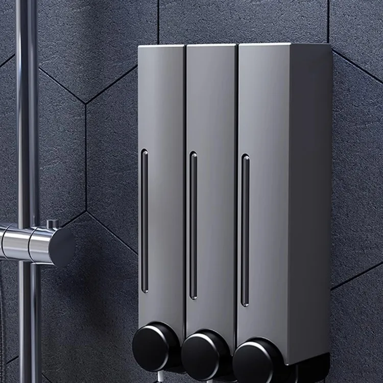 No‑drill Wall‑Mount Press Soap Dispenser, Punch‑Free Hand Sanitizer Shampoo Body Wash Dispenser, Liquid Soap Container