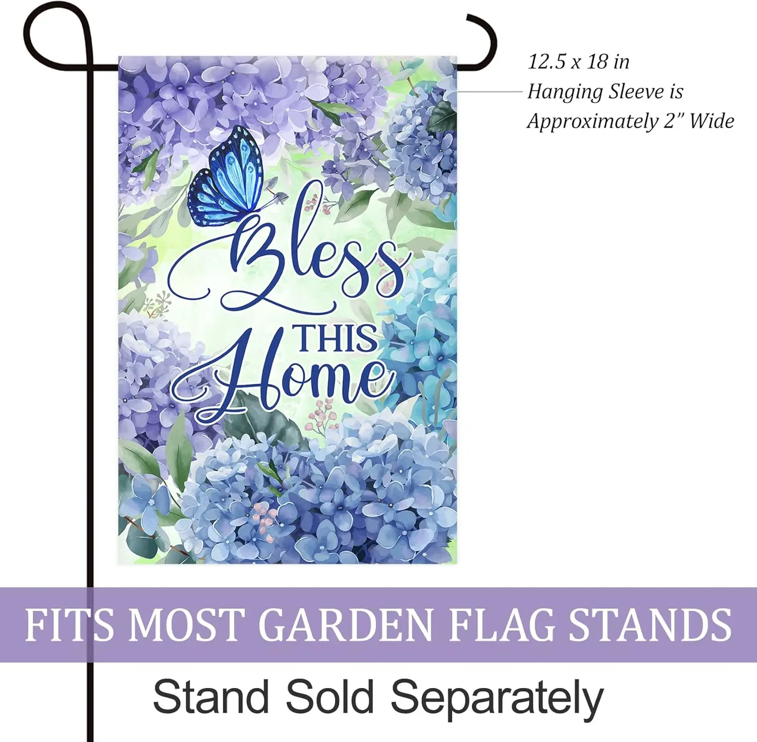 Texupday Bless This Home Blue Hydrangea Decoration Spring Summer Floral Garden Flag Outdoor Yard Flag