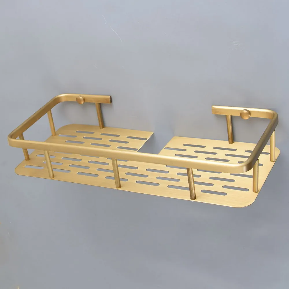 

300mm Vintage Retro Antique brass Wall Mounted Bathroom Shower Shelf Storage Basket Bathroom Accessory mba544