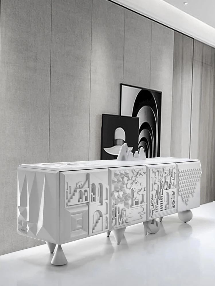 

Spanish designer BDBARCELONA simple white relief solid wood storage sideboard into the entrance cabinet