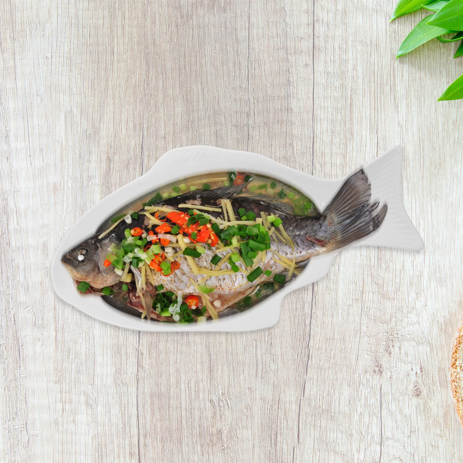 Ceramic Tableware Creative Fish Shaped Dish White 13 Inches Multipurpose Snack Storage Serving Platter for Home Party Restaurant