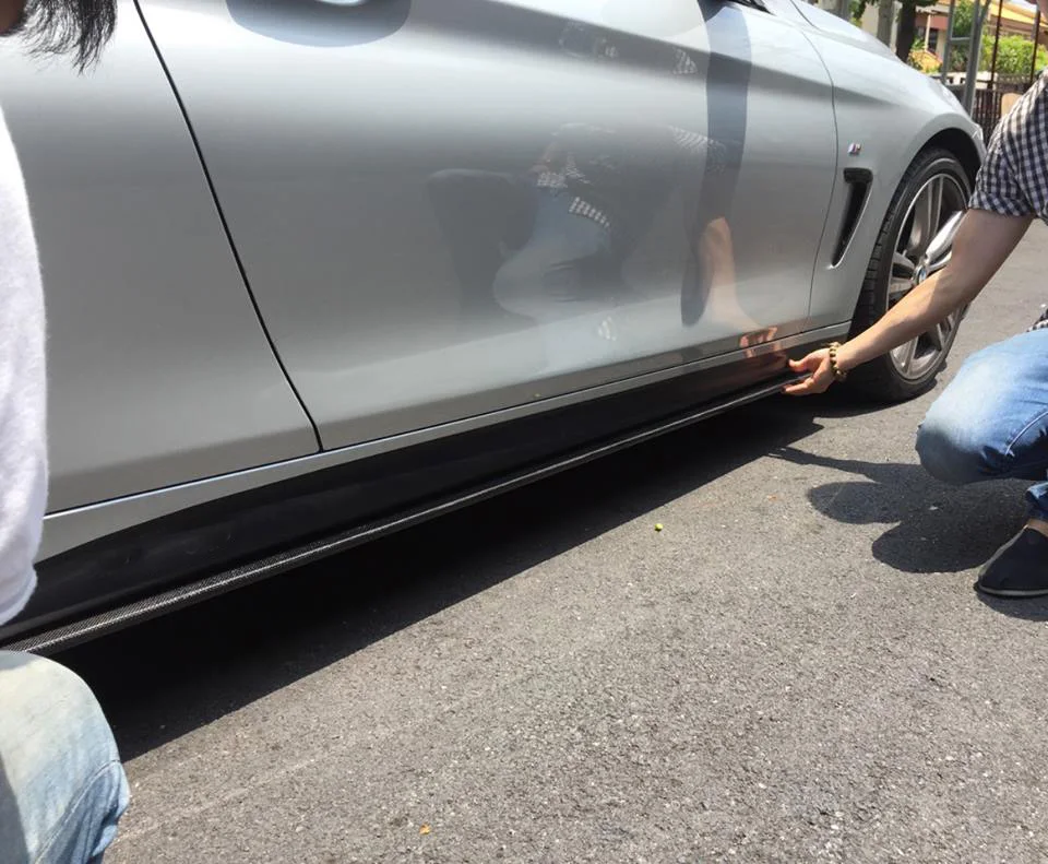 جديد 4 سلسلة ألياف الكربون الجانب تنورة الباب الزخارف لسيارات BMW F32 F33 M الرياضة كوبيه 14-19
