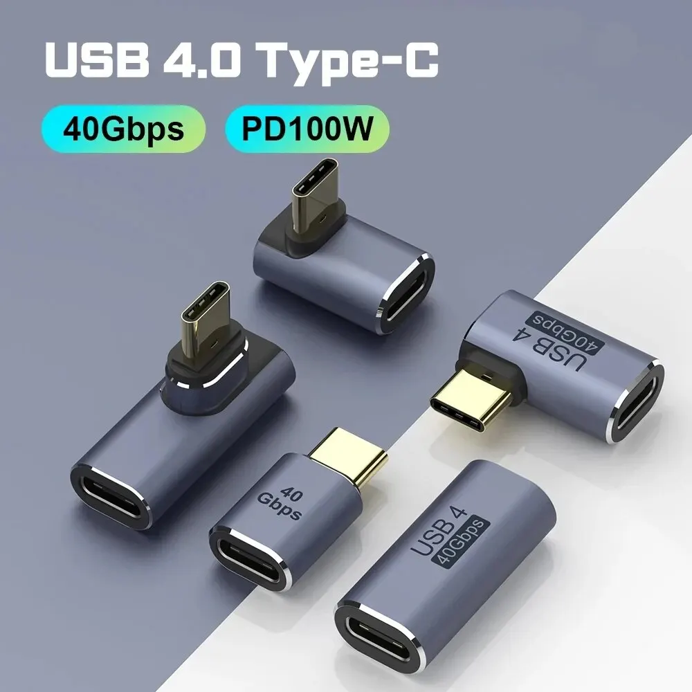 맥북용 USB C타입 어댑터, 90 도 고속 충전 컨버터, 수-암, PD 데이터 전송, 100W, 40gbps